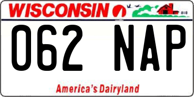 WI license plate 062NAP