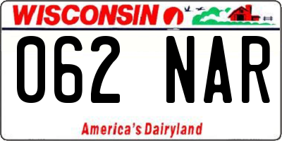 WI license plate 062NAR