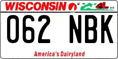 WI license plate 062NBK