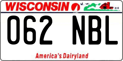 WI license plate 062NBL