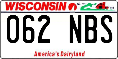 WI license plate 062NBS
