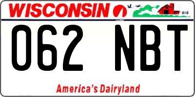 WI license plate 062NBT