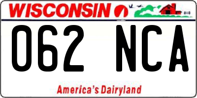 WI license plate 062NCA
