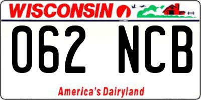 WI license plate 062NCB