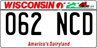 WI license plate 062NCD