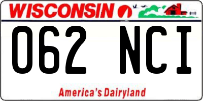 WI license plate 062NCI