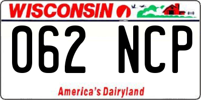 WI license plate 062NCP