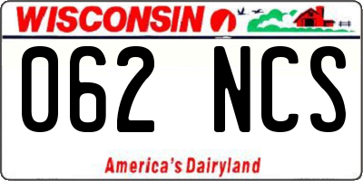 WI license plate 062NCS