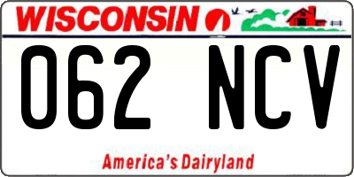 WI license plate 062NCV