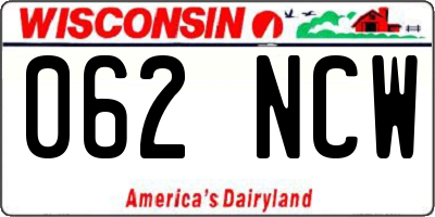 WI license plate 062NCW