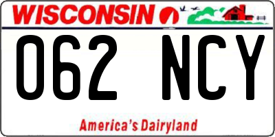 WI license plate 062NCY