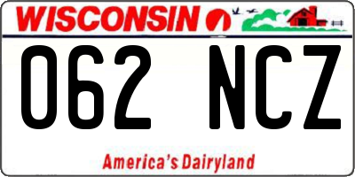 WI license plate 062NCZ