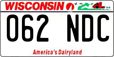WI license plate 062NDC