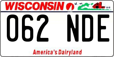 WI license plate 062NDE