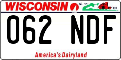 WI license plate 062NDF