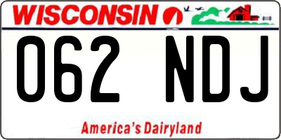 WI license plate 062NDJ