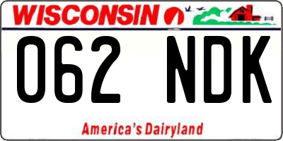 WI license plate 062NDK
