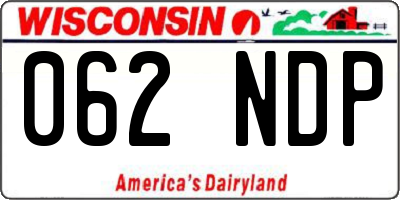 WI license plate 062NDP