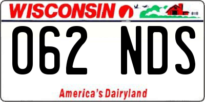 WI license plate 062NDS