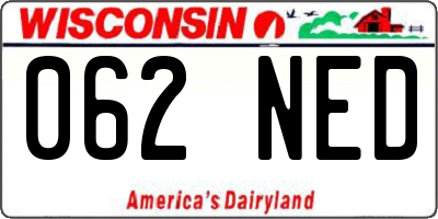 WI license plate 062NED