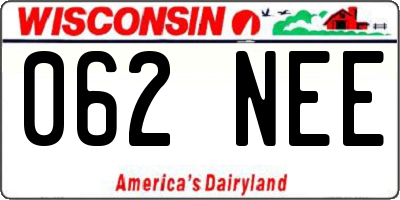 WI license plate 062NEE