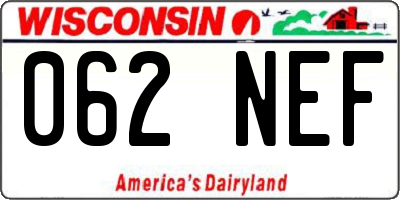 WI license plate 062NEF