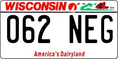 WI license plate 062NEG