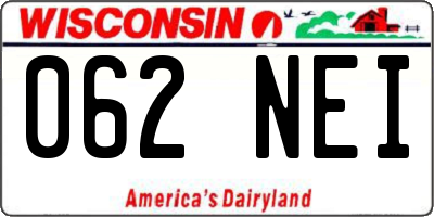 WI license plate 062NEI