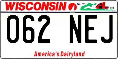 WI license plate 062NEJ