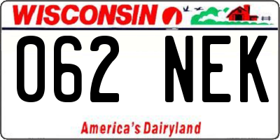 WI license plate 062NEK