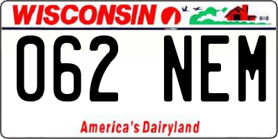 WI license plate 062NEM