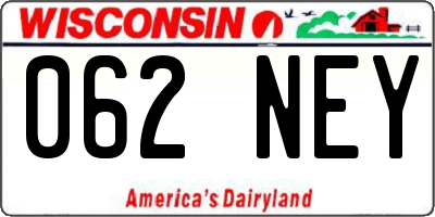 WI license plate 062NEY
