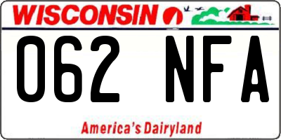 WI license plate 062NFA