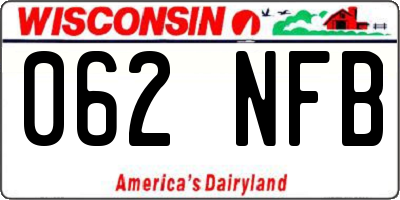 WI license plate 062NFB