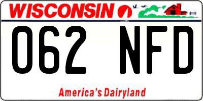 WI license plate 062NFD