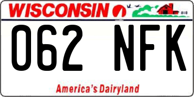 WI license plate 062NFK