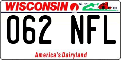 WI license plate 062NFL