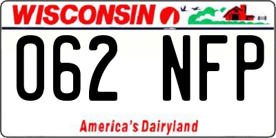 WI license plate 062NFP