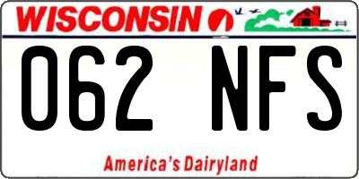WI license plate 062NFS