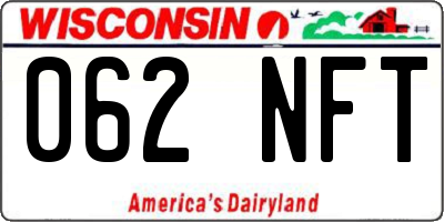 WI license plate 062NFT