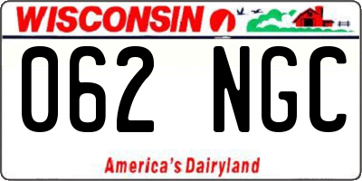 WI license plate 062NGC