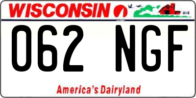 WI license plate 062NGF