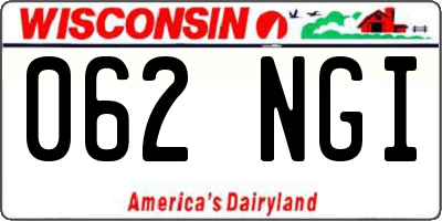 WI license plate 062NGI