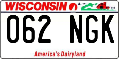 WI license plate 062NGK