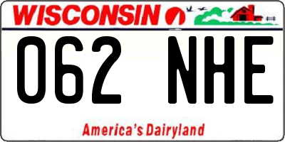 WI license plate 062NHE