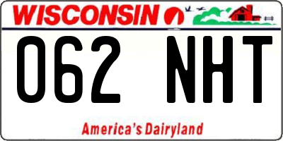 WI license plate 062NHT