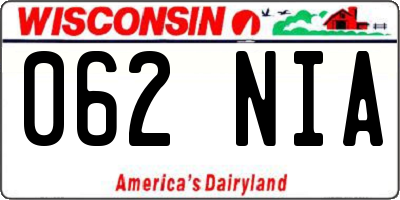 WI license plate 062NIA