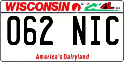 WI license plate 062NIC