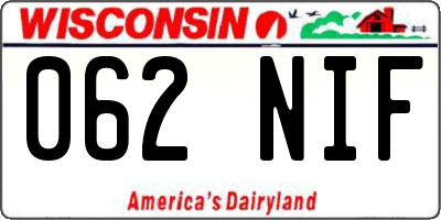 WI license plate 062NIF