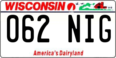 WI license plate 062NIG
